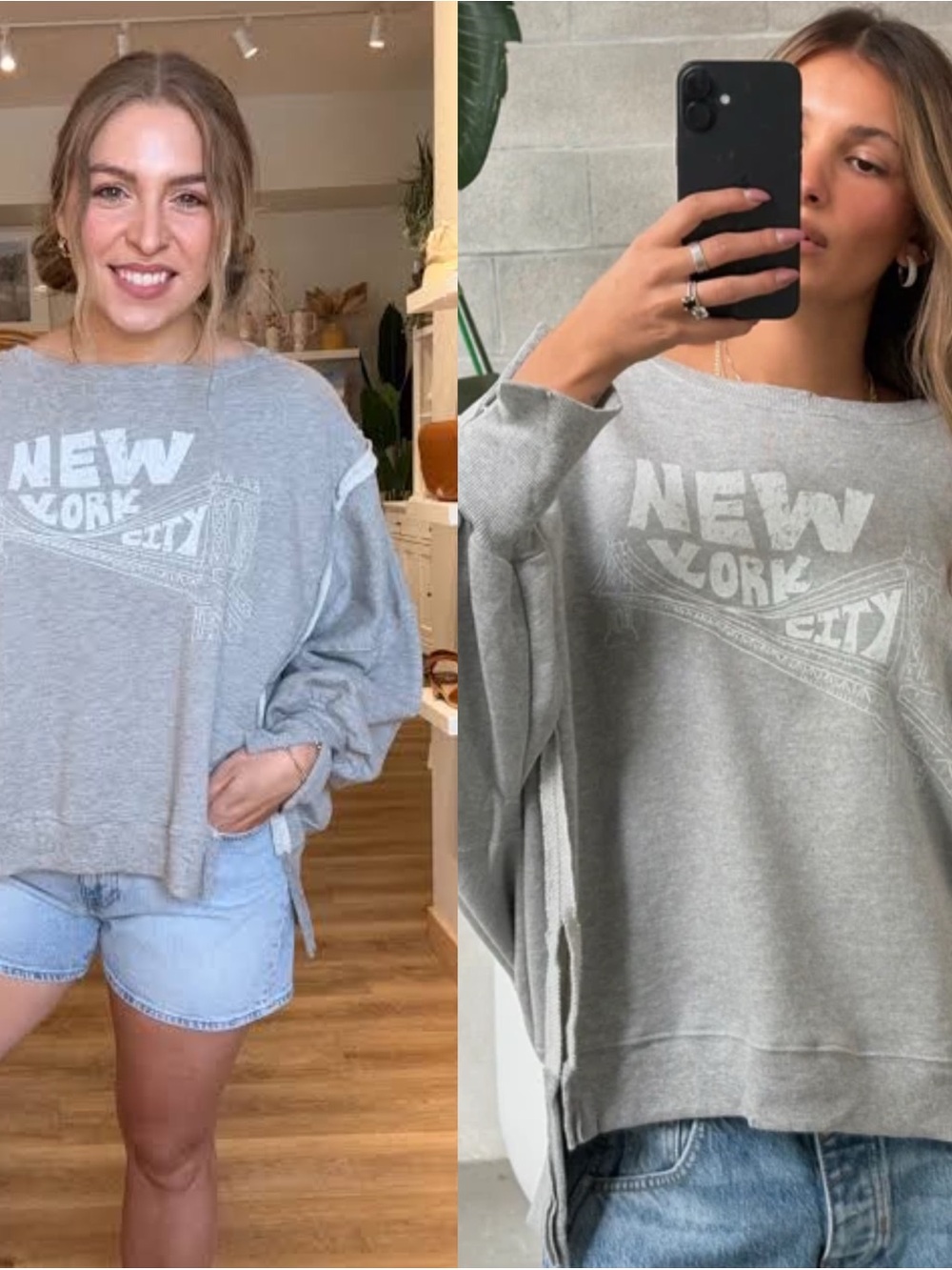 Free People Camden Sweatshirt New York City Grey Small